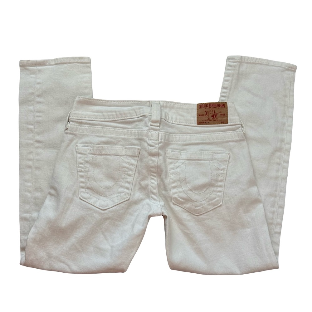 VTG TRUE RELIGION Y2K WHITE DENIM CAPRI-STYLE JEANS // SIZE 26🤍